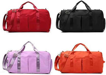 Sport Gym Travel Duffel Bag Dry Wet Separated Training Handbag Men Women Yoga Bag Overnight Holdall Bag Carry on Bag with Shoes Compartment (Dark Red)