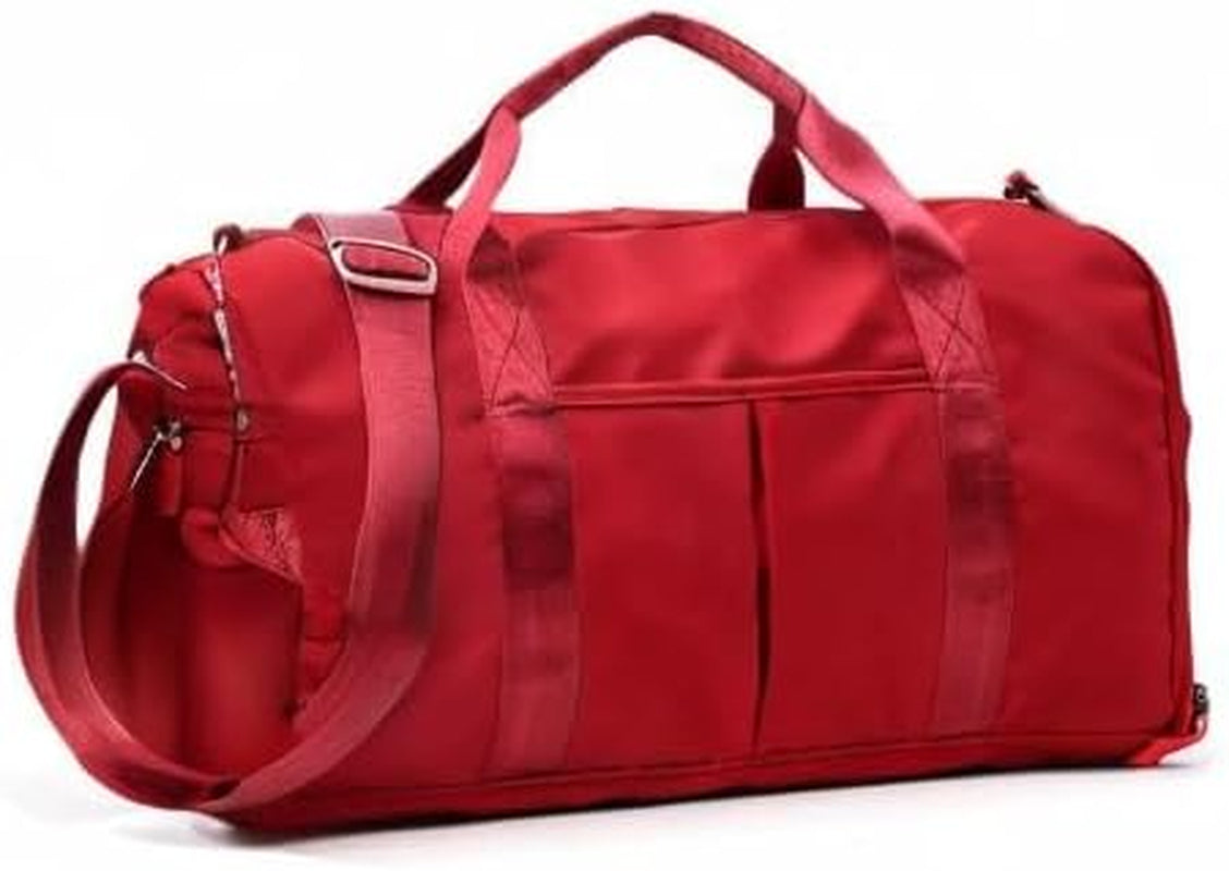 Sport Gym Travel Duffel Bag Dry Wet Separated Training Handbag Men Women Yoga Bag Overnight Holdall Bag Carry on Bag with Shoes Compartment (Dark Red)