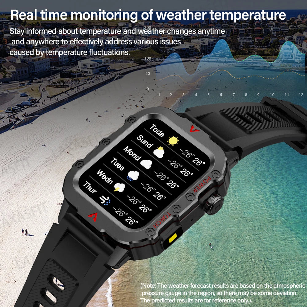 New Men'S Smart Watch LED Flashlight Outdoor Sports Smart Watch Wristwatch Health Monitoring Smart Watch